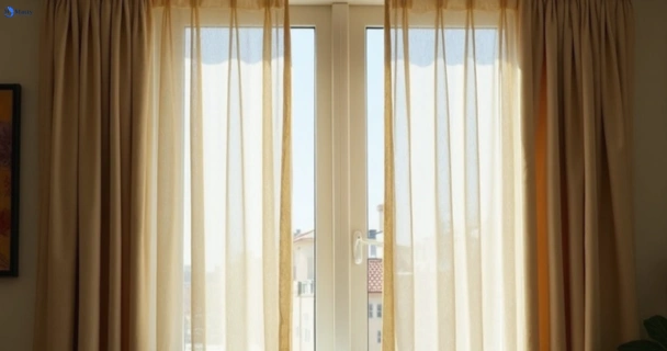 Dull dusty drapes in woodbine-nsw before professional cleaning